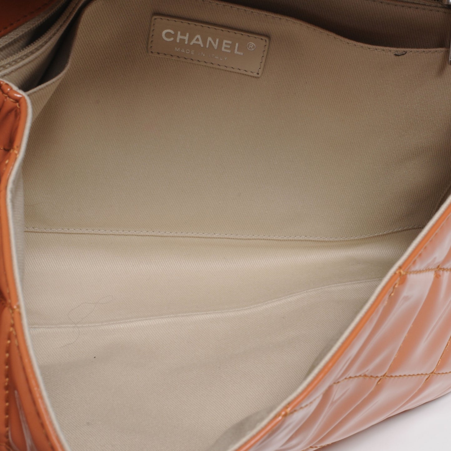 Vinyl Quilted In the Business Flap Bag Salmon