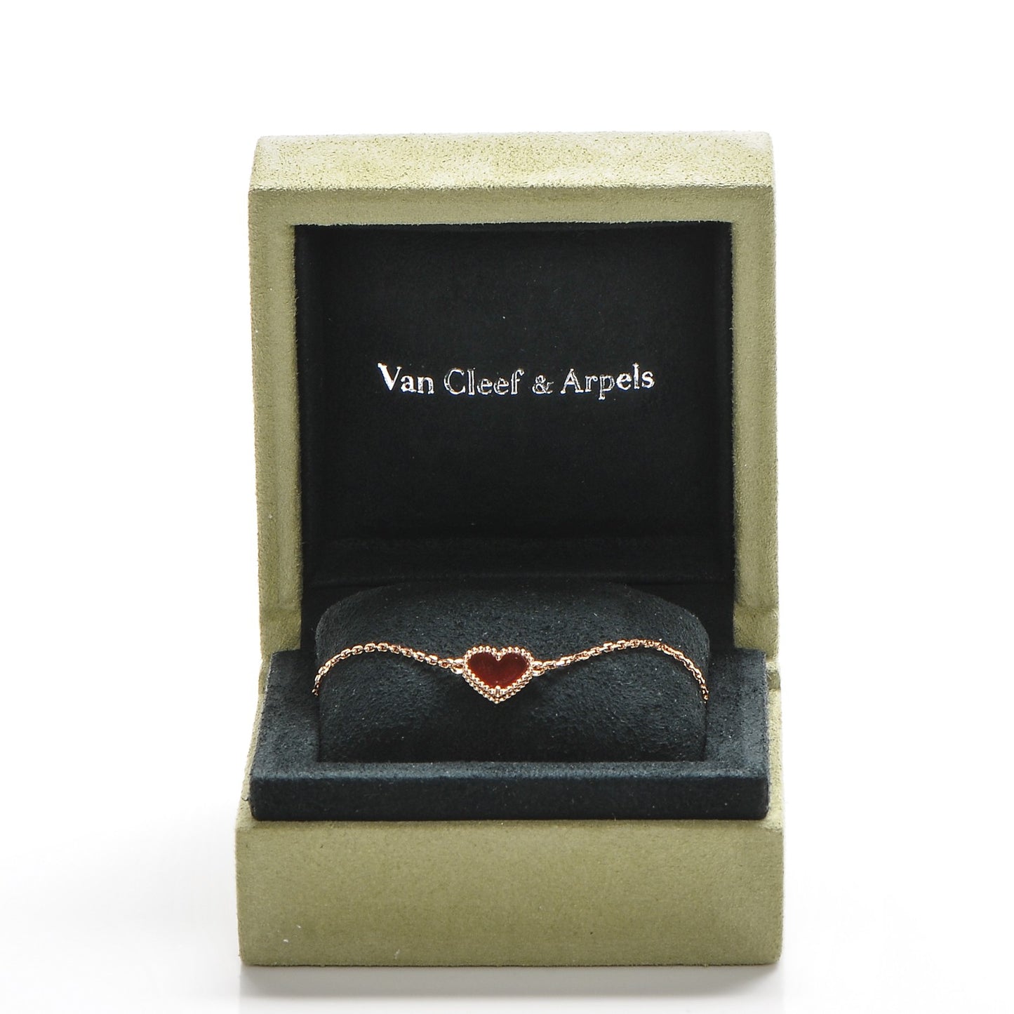 18K Rose Gold Carnelian Sweet Alhambra Heart Bracelet
