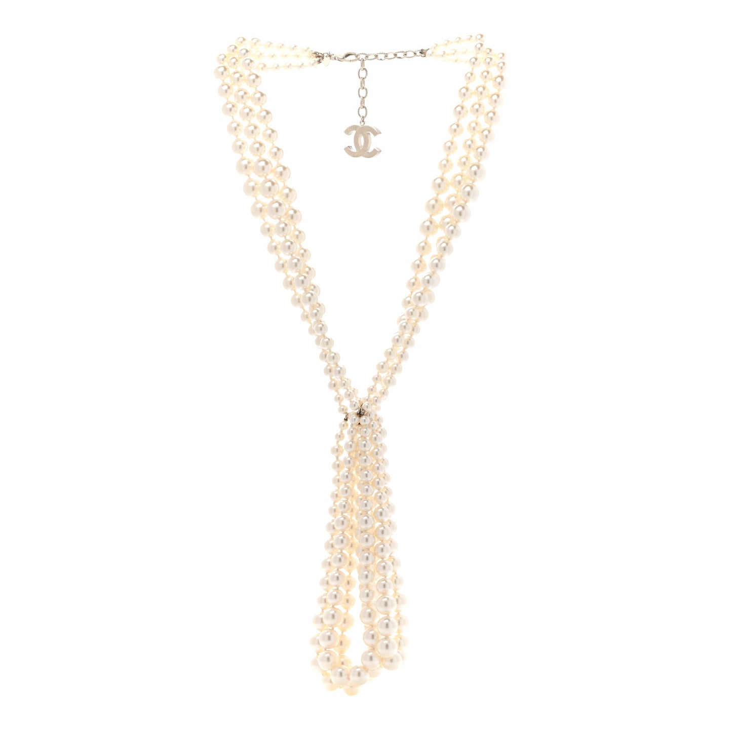 Crystal Graduated Pearl Multi Strand CC Necklace Gold