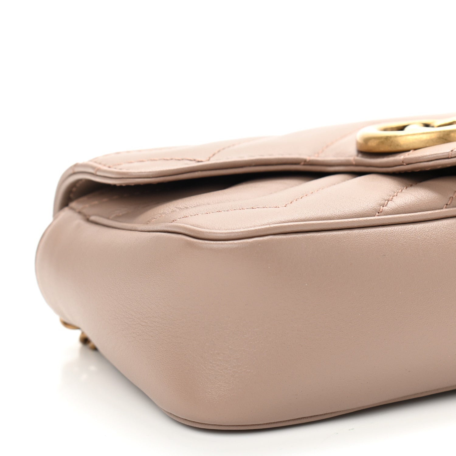 Gucci Calfskin Matelasse Super Mini GG Marmont Shoulder Bag Porcelain Rose 5 of 12