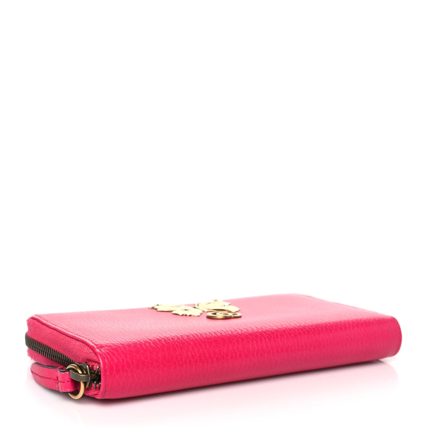 Calfskin Butterfly Farfalla Zip Around Wallet Pink