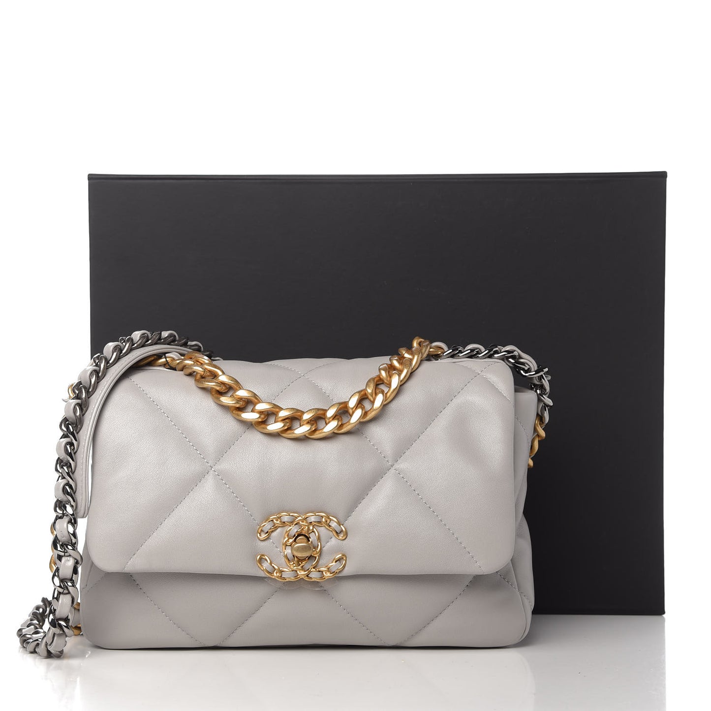 Lambskin Quilted Medium Chanel 19 Flap Grey