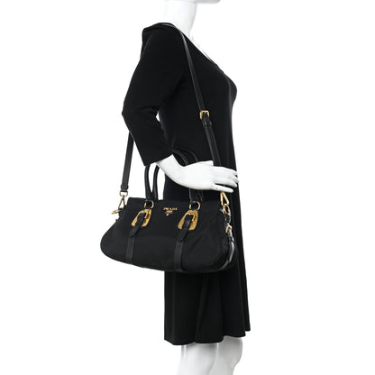 Prada Tessuto Nylon Soft Calfskin Shopping Satchel Black 2 of 13