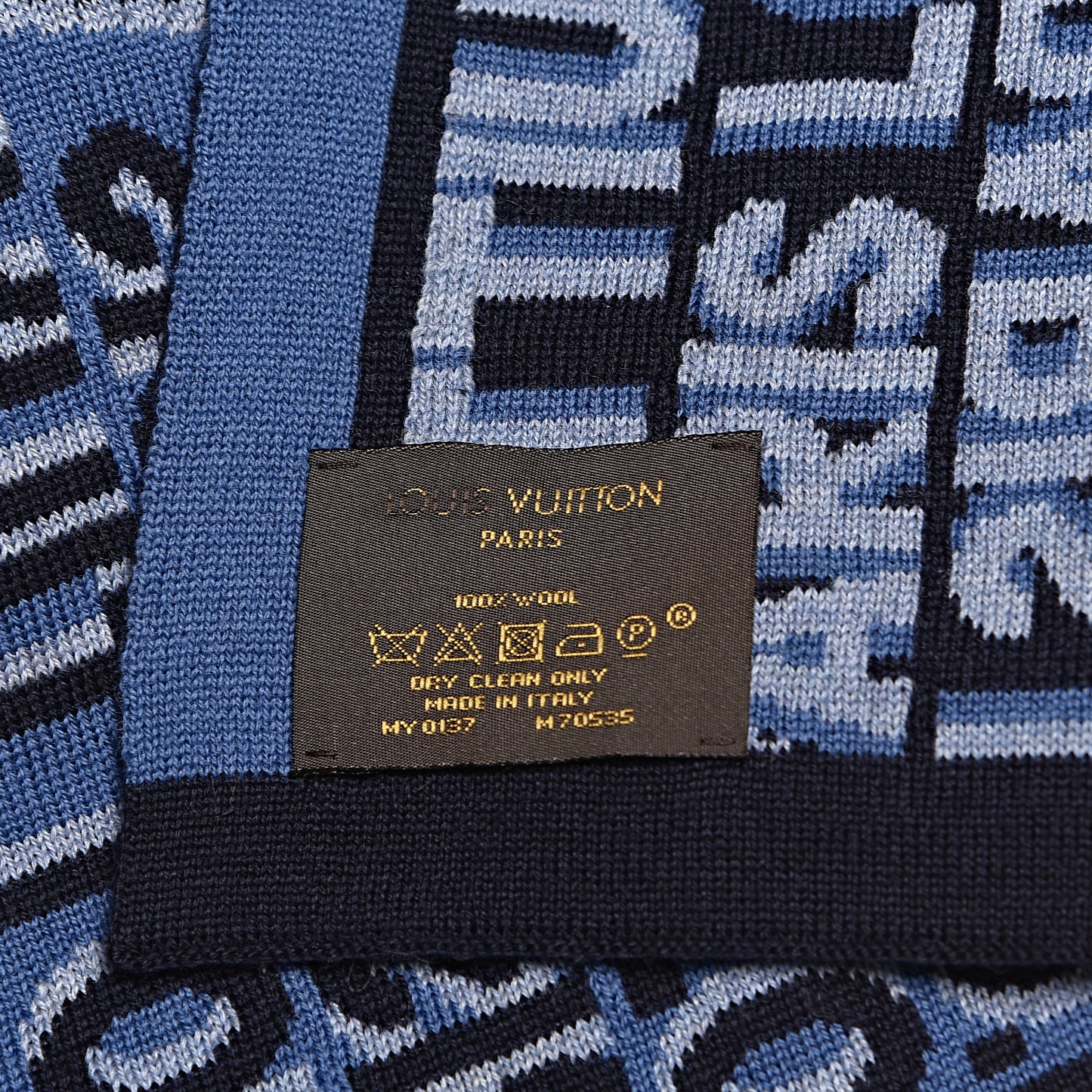 Wool Logo Scarf Blue