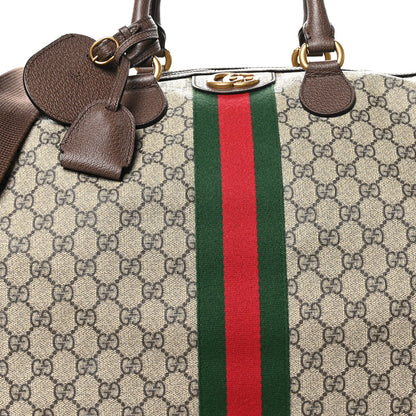 Gucci GG Supreme Monogram Textured Dollar Calfskin Web Medium Ophidia Carry-On Duffle Bag Beige Ebony New Acero 7 of 11