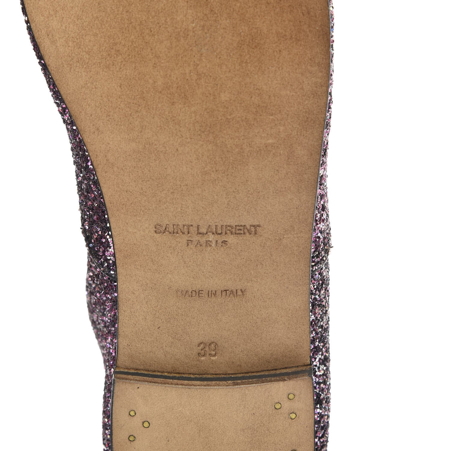 Saint Laurent Calfskin Glitter Oxfords 39 Pink 7 of 10