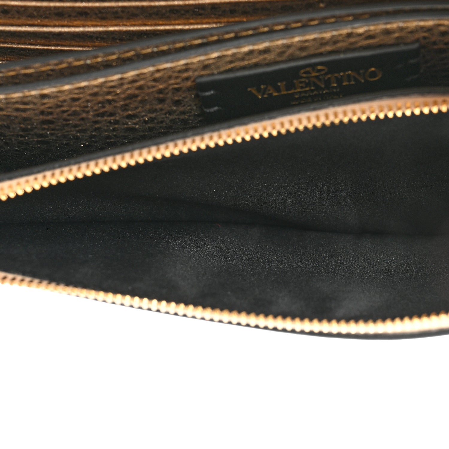 Valentino Garavani Pebbled Calfskin Rockstud Flap Wallet On Chain Soft Gold 5 of 13