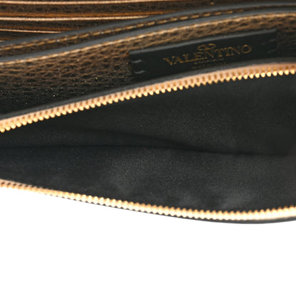 Valentino Garavani Pebbled Calfskin Rockstud Flap Wallet On Chain Soft Gold 5 of 13