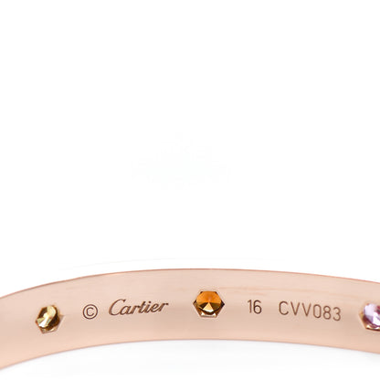 Cartier 18K Pink Gold Sapphire Garnet Amethyst LOVE Bracelet 16 3 of 5