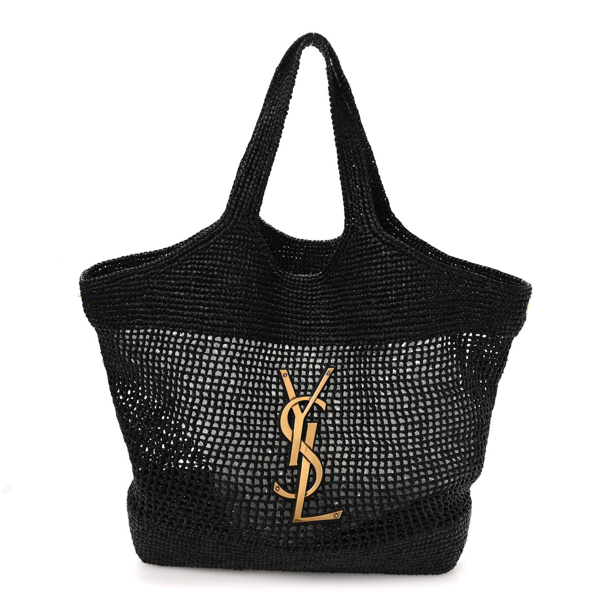 Saint Laurent Raffia Icare Shopping Tote Black 1 of 11
