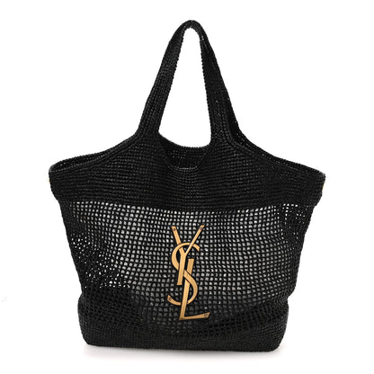 Saint Laurent Raffia Icare Shopping Tote Black 1 of 11