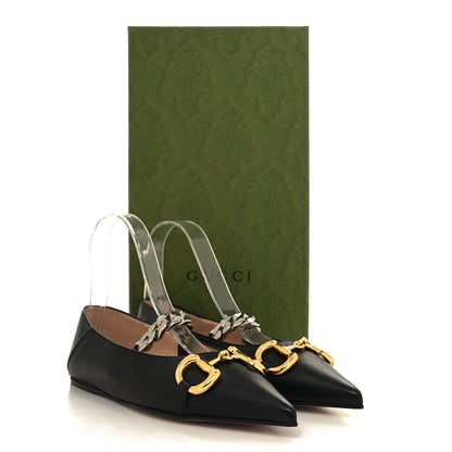Gucci Nappa Lumiere Deva Horsebit Chain Embellished Flats 35.5 Black 9 of 9
