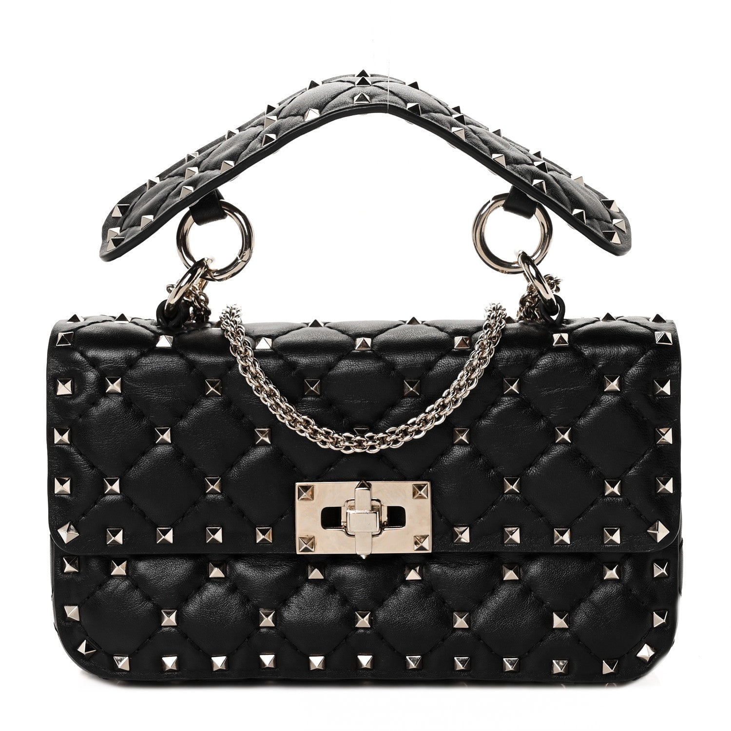 Valentino Garavani Lambskin Small Rockstud Spike Shoulder Bag Black 1 of 9
