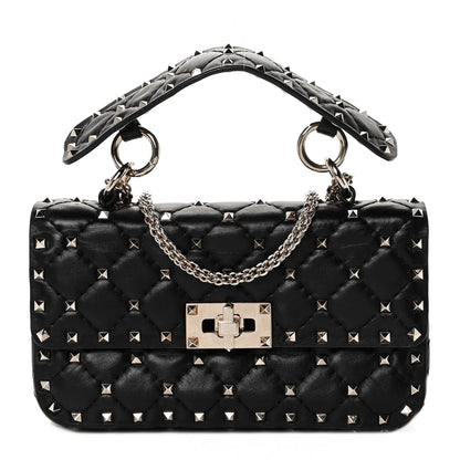 Valentino Garavani Lambskin Small Rockstud Spike Shoulder Bag Black 1 of 9
