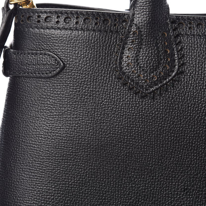Burberry Grainy Calfskin Perforated House Check Medium Brogue Banner Tote Black 15 of 16