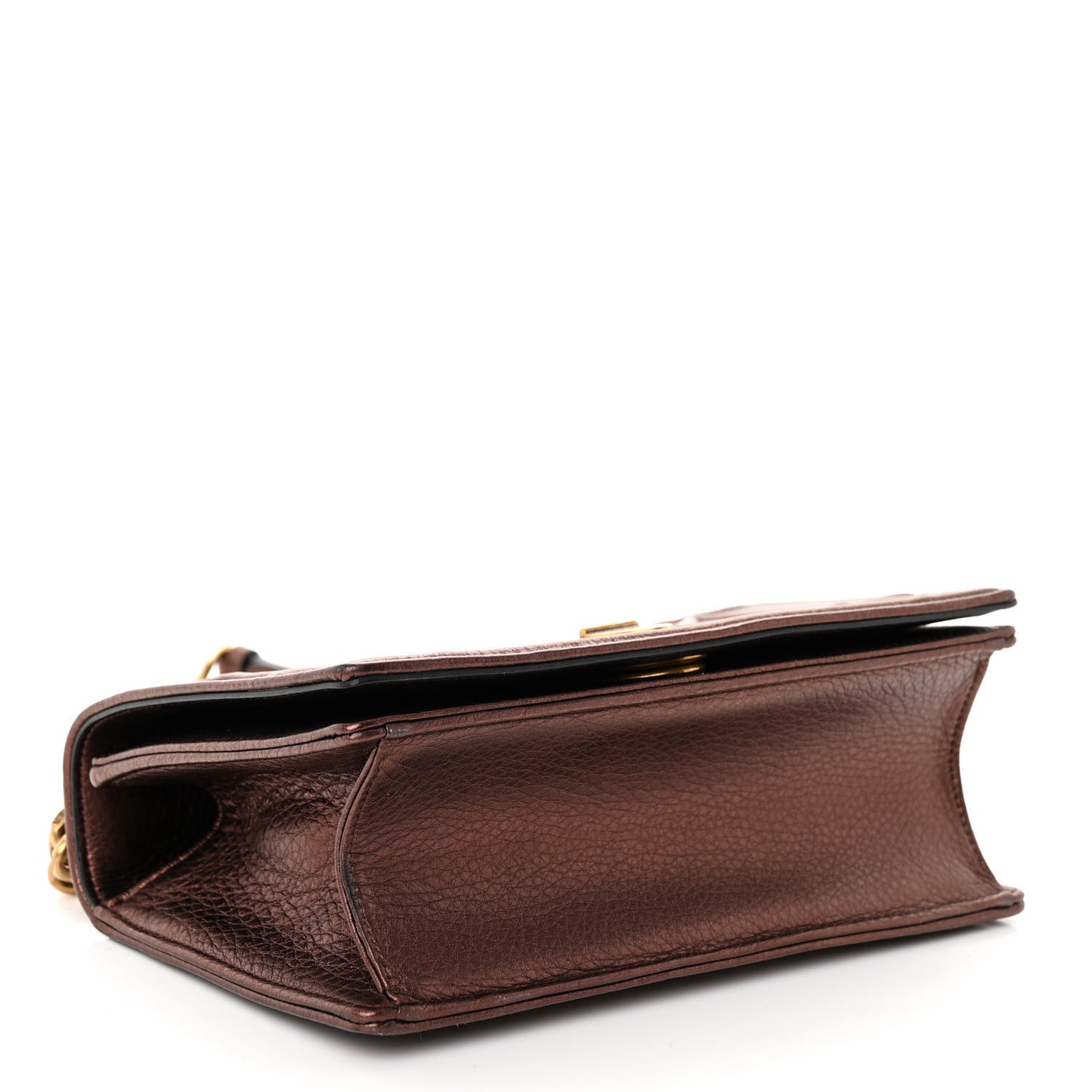 Metallic Grained Calfskin Small Diorama Flap Bag Noisette
