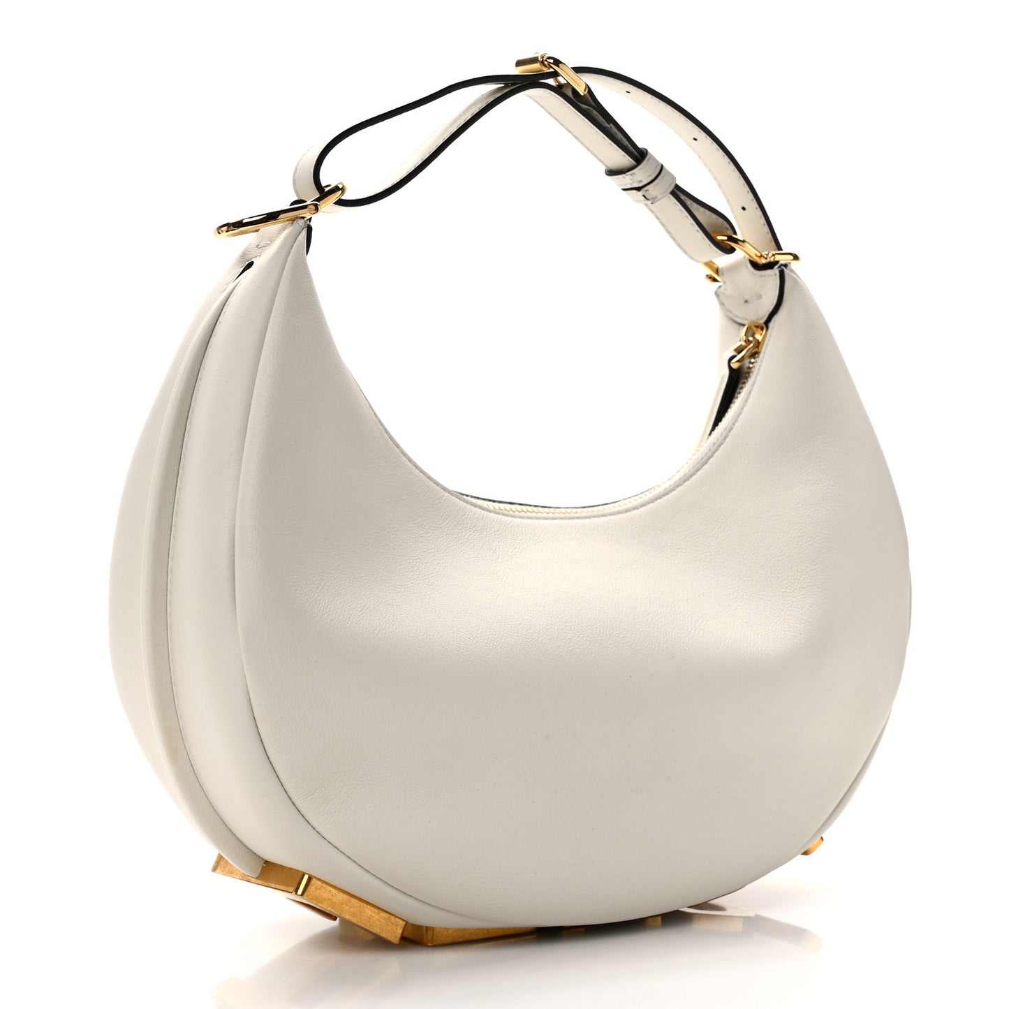 Vitello Grace Matte Small Fendigraphy Hobo Bag White Ice
