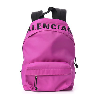 Balenciaga Sport Nylon Logo Embroidered S Wheel Backpack Fuchsia Black 1 of 9