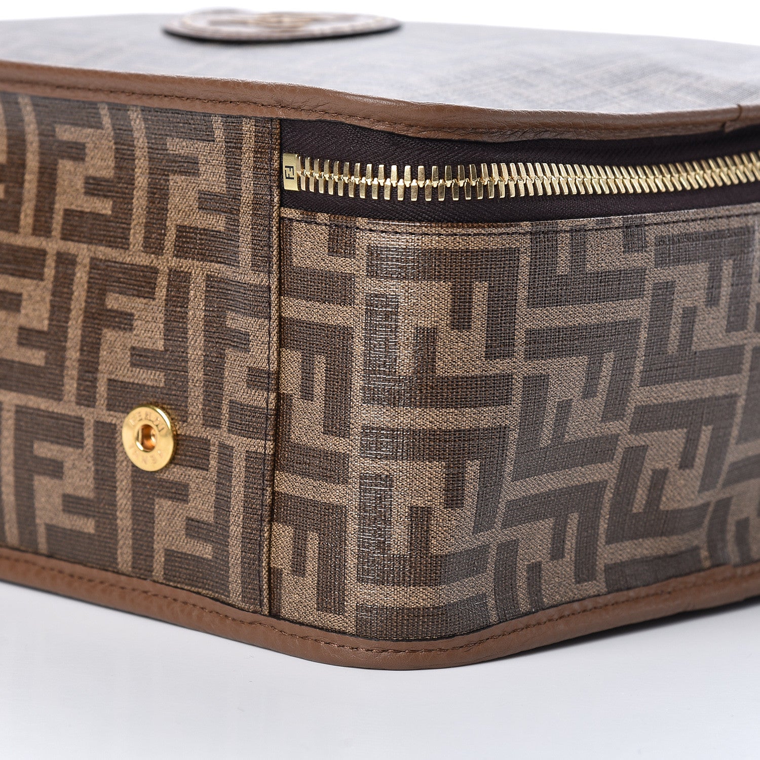 Fendi Glazed Fabric FF 1974 Karligraphy Small Travel Bag Mogano Panna 10 of 10