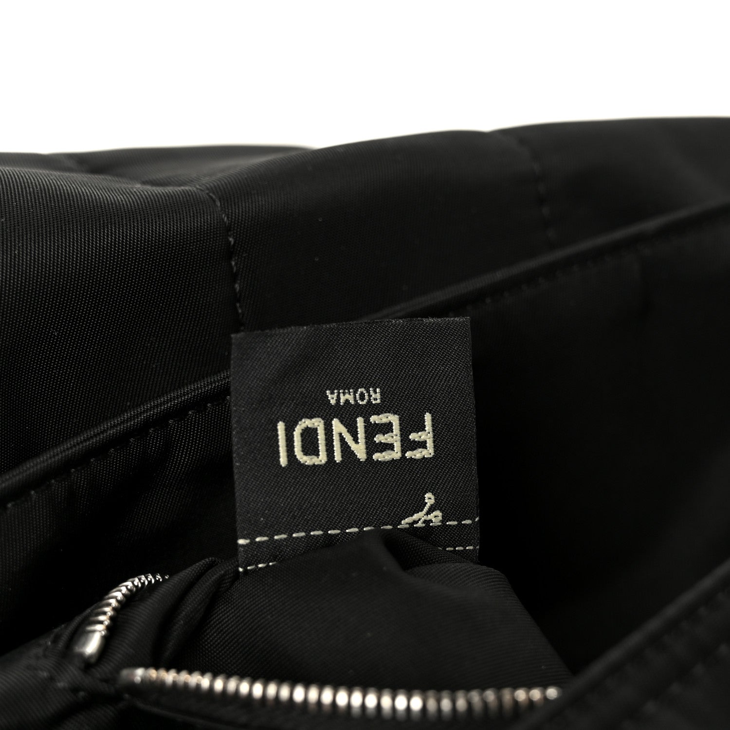 Fendi Econyl Nylon Cuoio Romano Monochrome Medium Baguette Messenger Bag Black 9 of 12