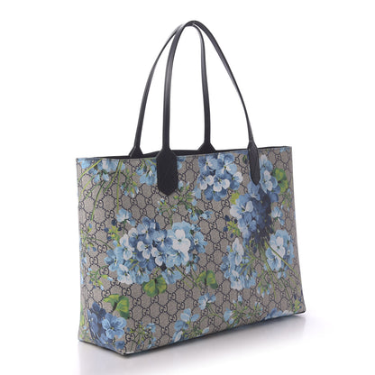 Gucci GG Supreme Monogram Blooms Medium Reversible Tote Beige Blue Navy 3 of 17