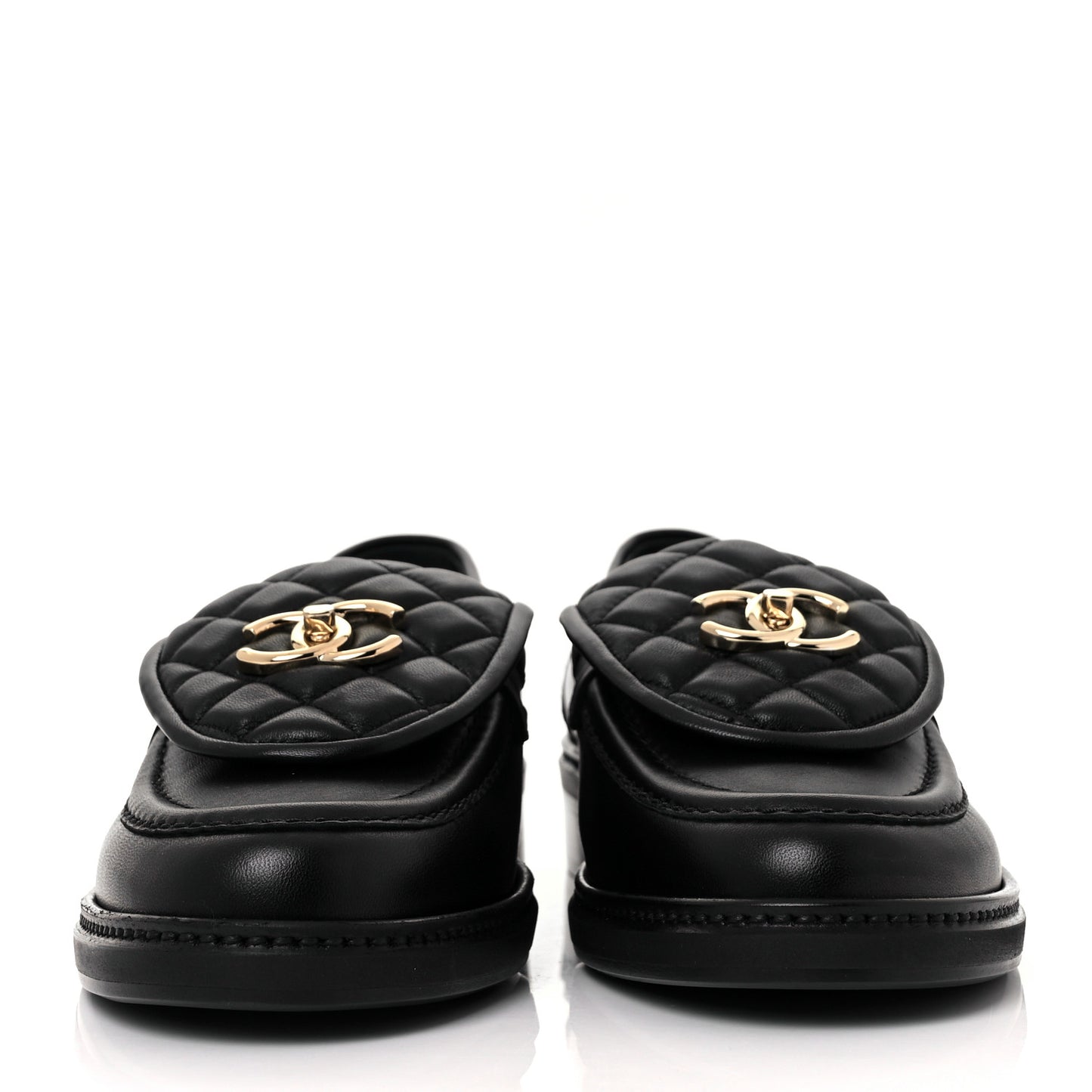 Lambskin Quilted CC Turnlock Loafers 39 Black