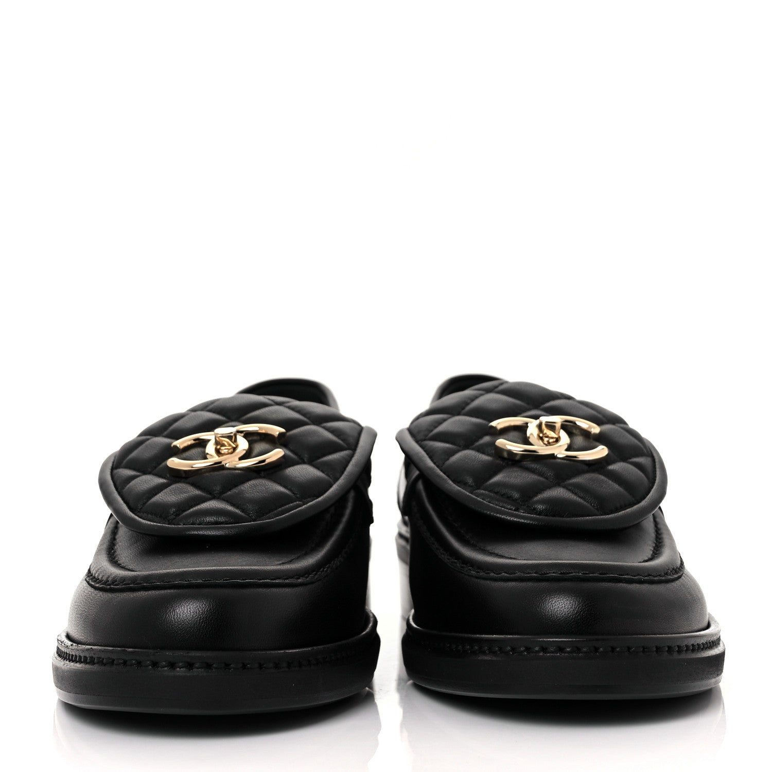 Chanel Lambskin Quilted CC Turnlock Loafers 39 Black 2 of 13