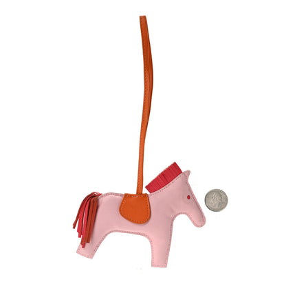 Hermes Milo Lambskin Grigri Rodeo Horse Bag Charm GM Rose Sakura Bougainvillea Orange 2 of 4