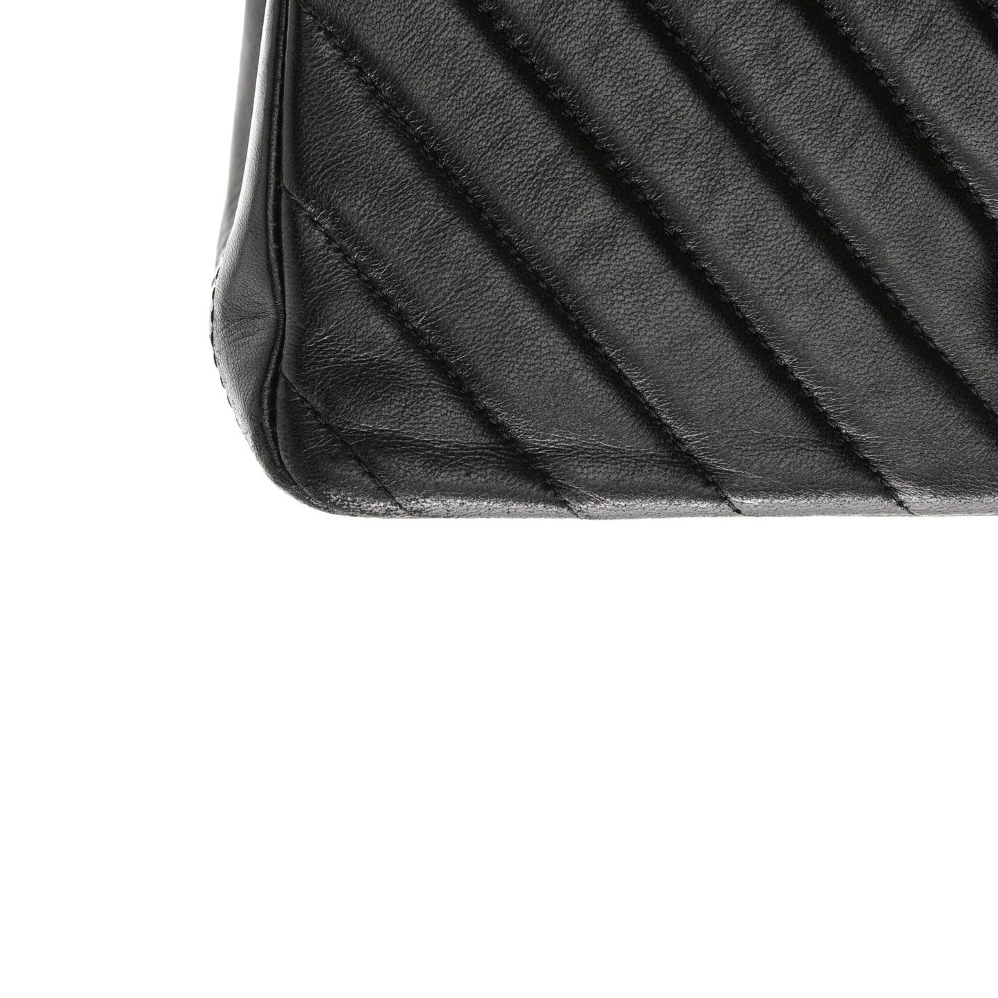 Lambskin Chevron Quilted Mini Rectangular Flap So Black