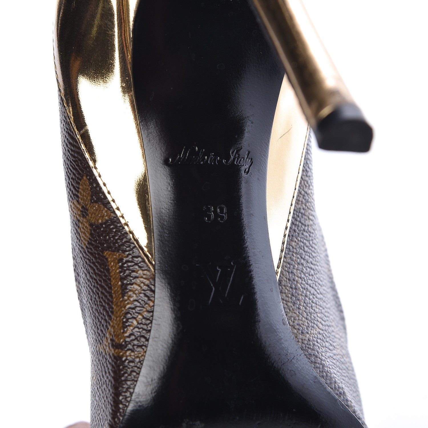 Louis Vuitton Monogram Cherie Pumps 39 Gold 6 of 9