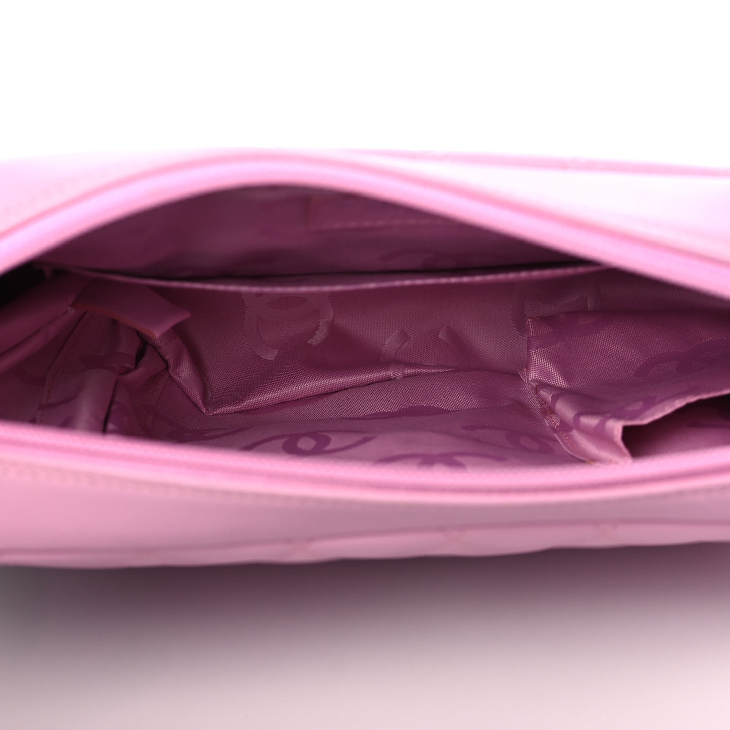 Calfskin Quilted Cambon Camera Case Pink Black