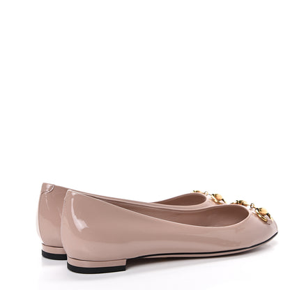 Gucci Patent Horsebit Jolene Peep Toe Flats 36 Dark Cipria 4 of 7