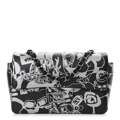 Chanel Lambskin Printed Mini Rectangular Flap Black Silver 1 of 12