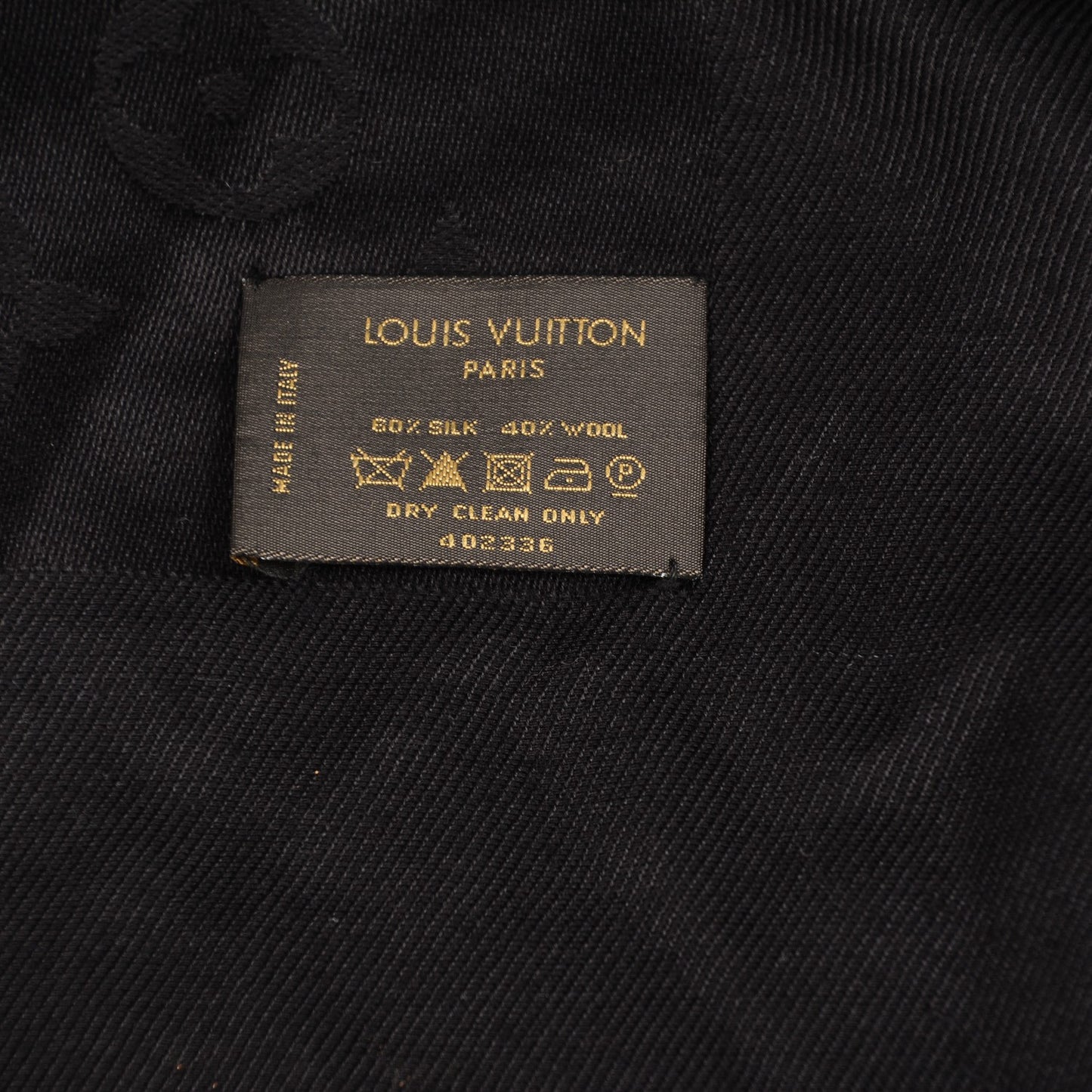 Silk Wool Monogram Shawl Black