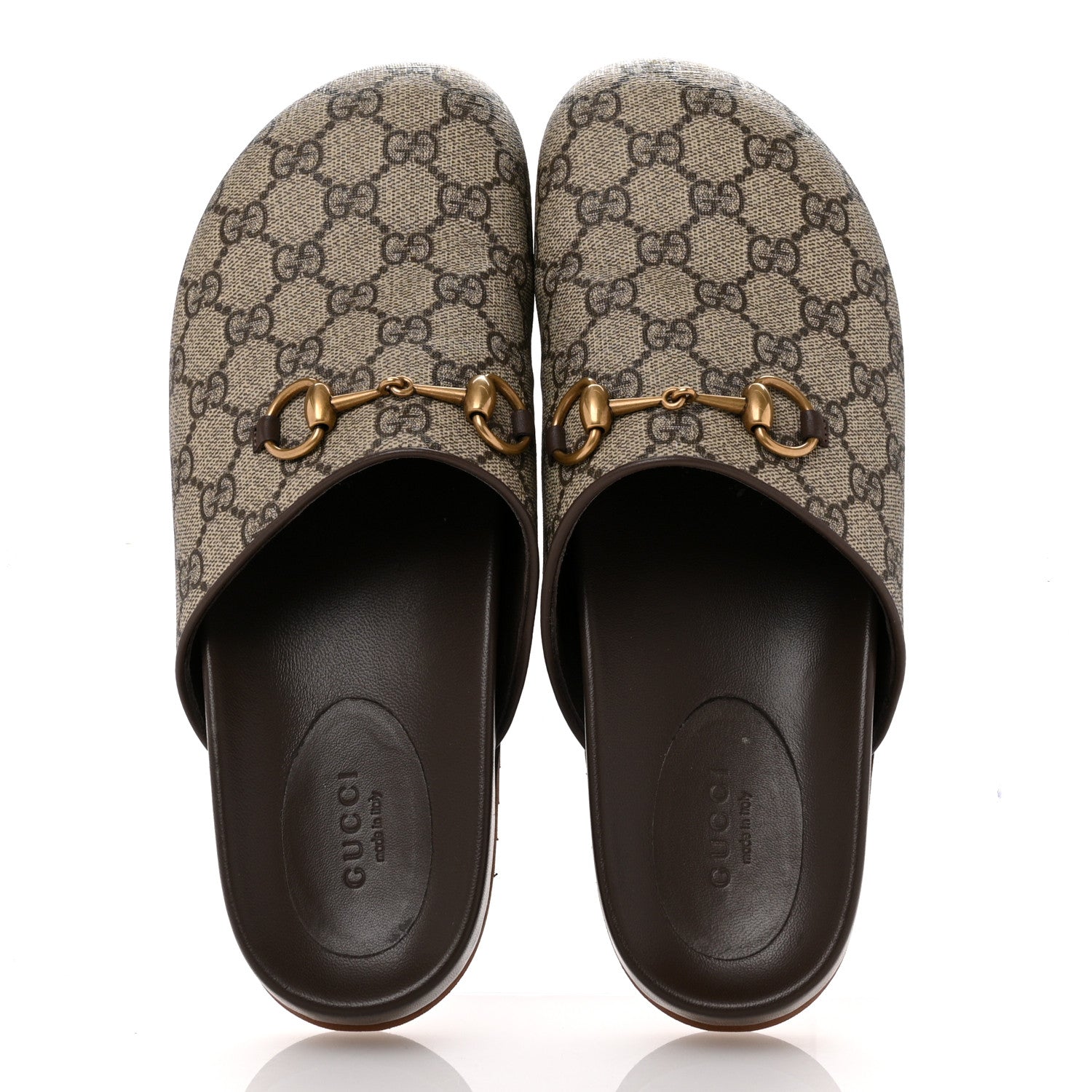 Gucci GG Supreme Monogram Miro Soft Calfskin Womens Horsebit Slippers 39.5 Beige Ebony New Acero 2 of 12