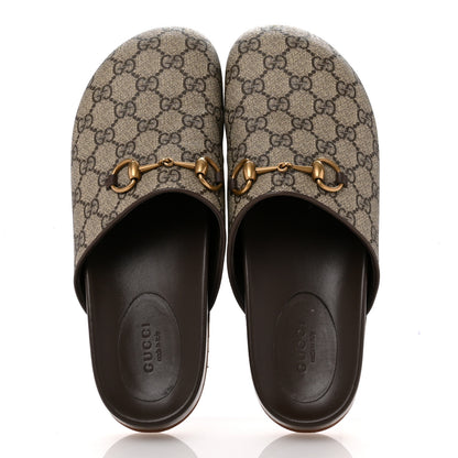 Gucci GG Supreme Monogram Miro Soft Calfskin Womens Horsebit Slippers 39.5 Beige Ebony New Acero 2 of 12
