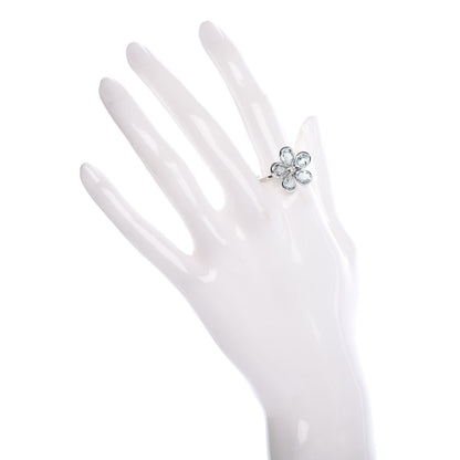 Tiffany 18K White Gold Aquamarine Diamond Sparklers Flower Ring 57 8 2 of 6