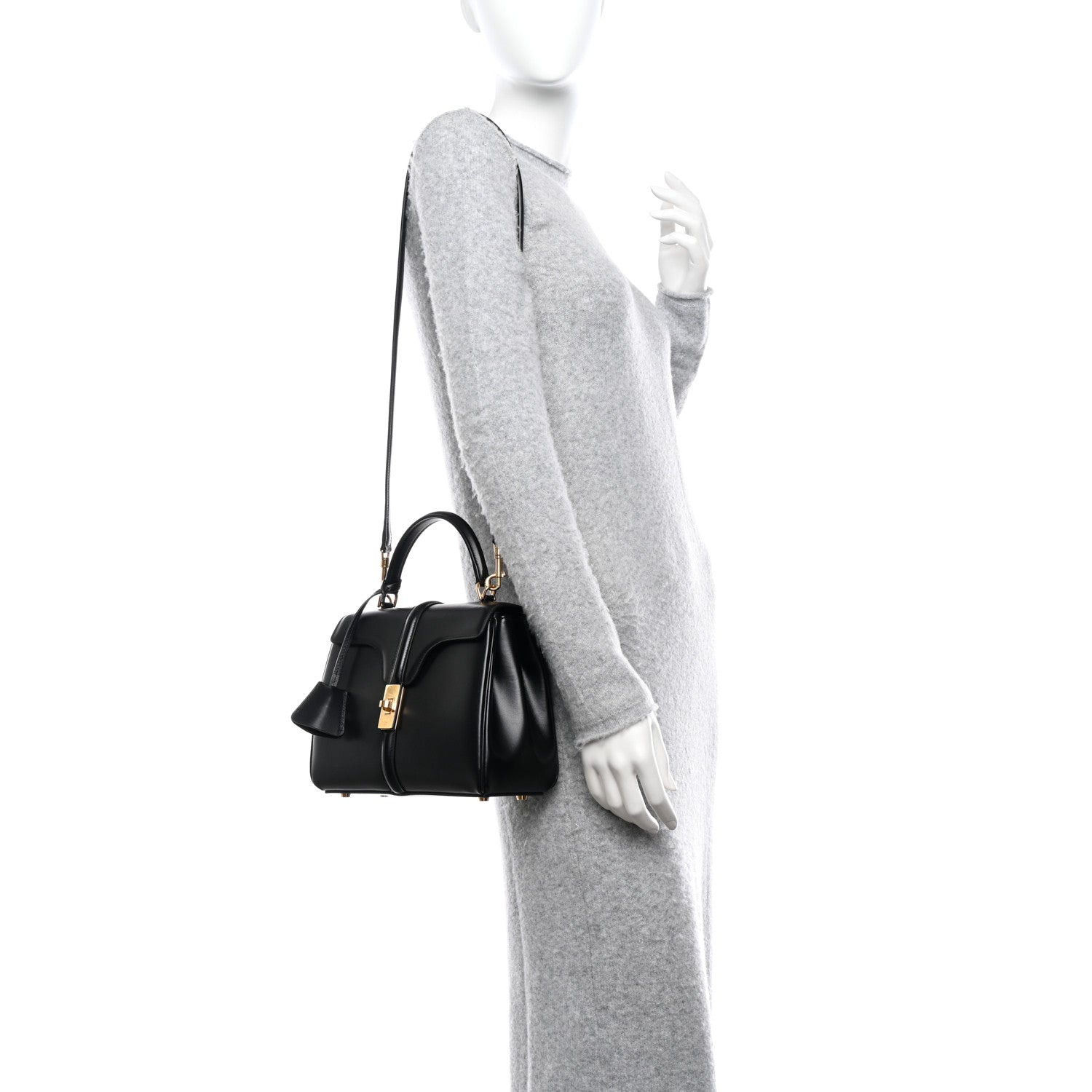 Celine Satinated Calfskin Small 16 Top Handle Bag Black 2 of 10