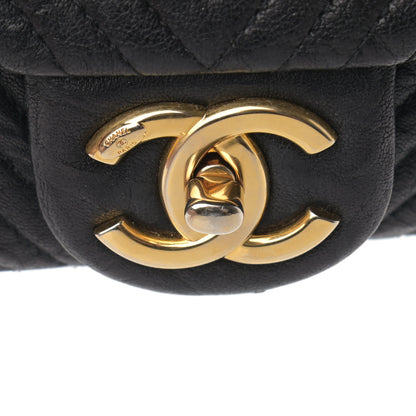 Chanel Wrinkled Lambskin Chevron Quilted Medium Surpique Flap Black 12 of 12
