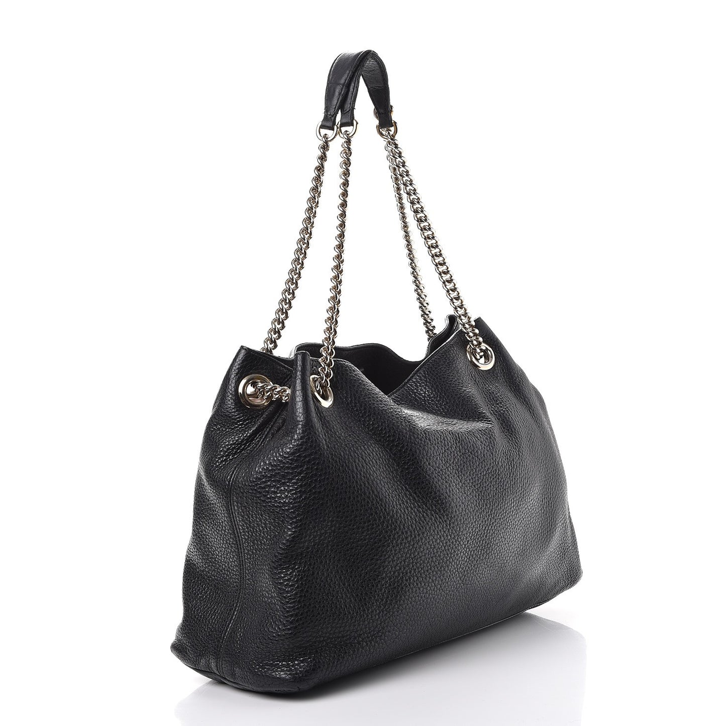 Pebbled Calfskin Medium Soho Chain Shoulder Bag Black