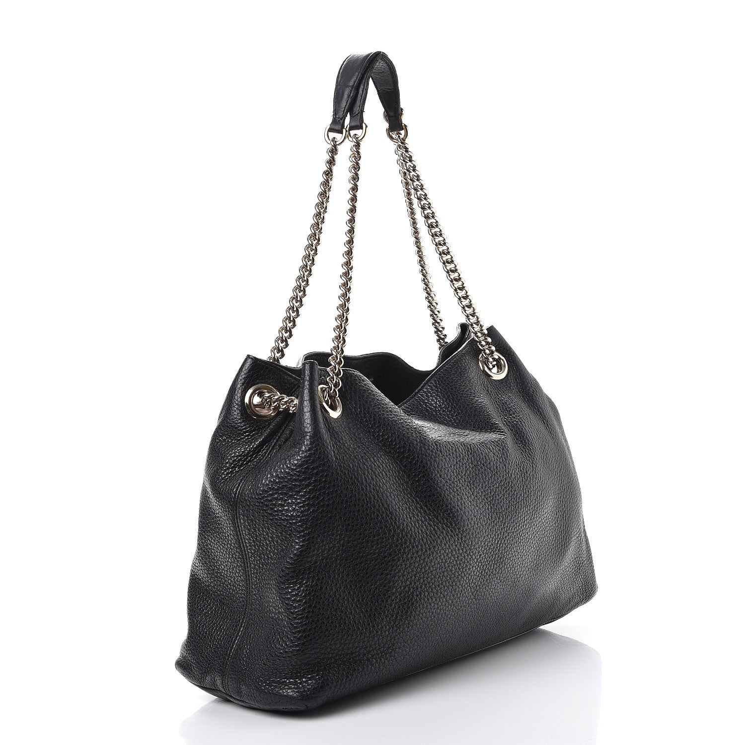 Gucci Pebbled Calfskin Medium Soho Chain Shoulder Bag Black 3 of 13