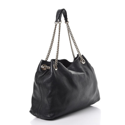 Gucci Pebbled Calfskin Medium Soho Chain Shoulder Bag Black 3 of 13