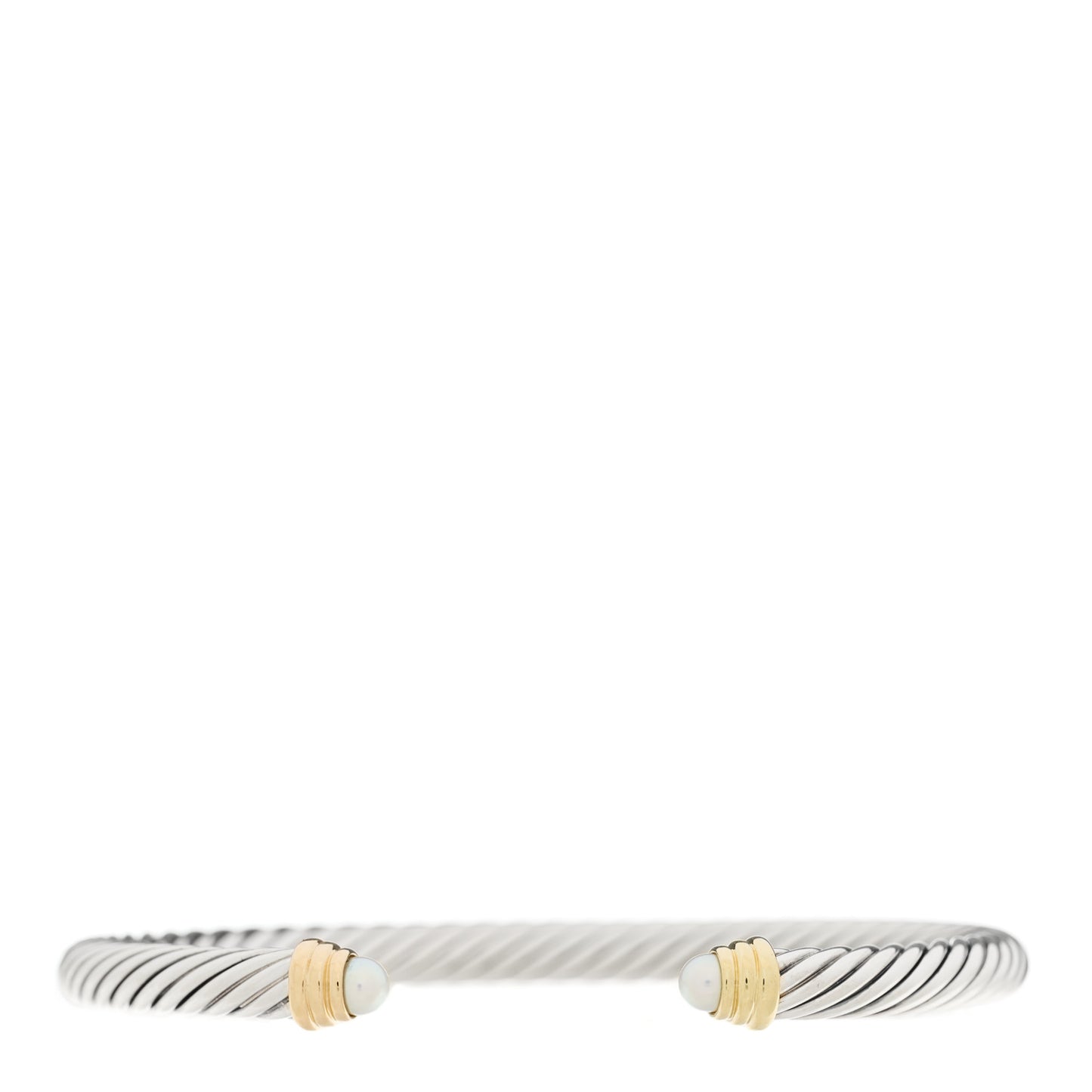 Sterling Silver 14K Yellow Gold Pearl 5mm Cable Classics Petite Color Bracelet
