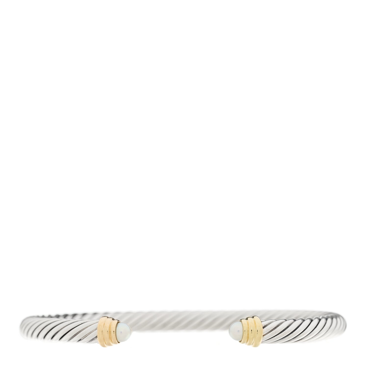 David Yurman Sterling Silver 14K Yellow Gold Pearl 5mm Cable Classics Petite Color Bracelet 1 of 3
