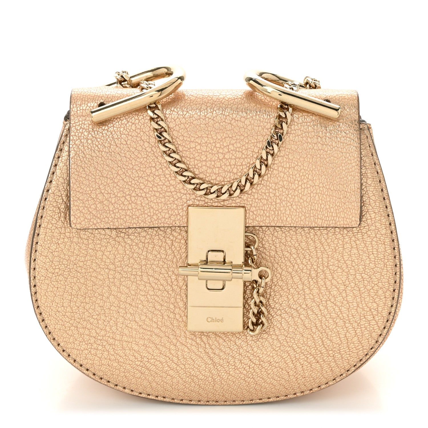 Chloe Metallic Grained Goatskin Nano Drew Shoulder Bag Abstract Gold 1 of 9