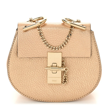 Chloe Metallic Grained Goatskin Nano Drew Shoulder Bag Abstract Gold 1 of 9