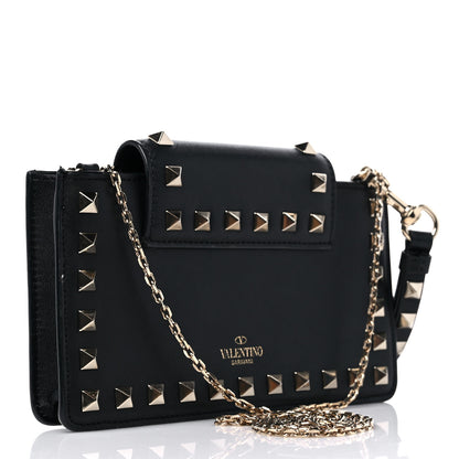 Valentino Garavani Calfskin Rockstud Phone Case With Chain Black 3 of 13