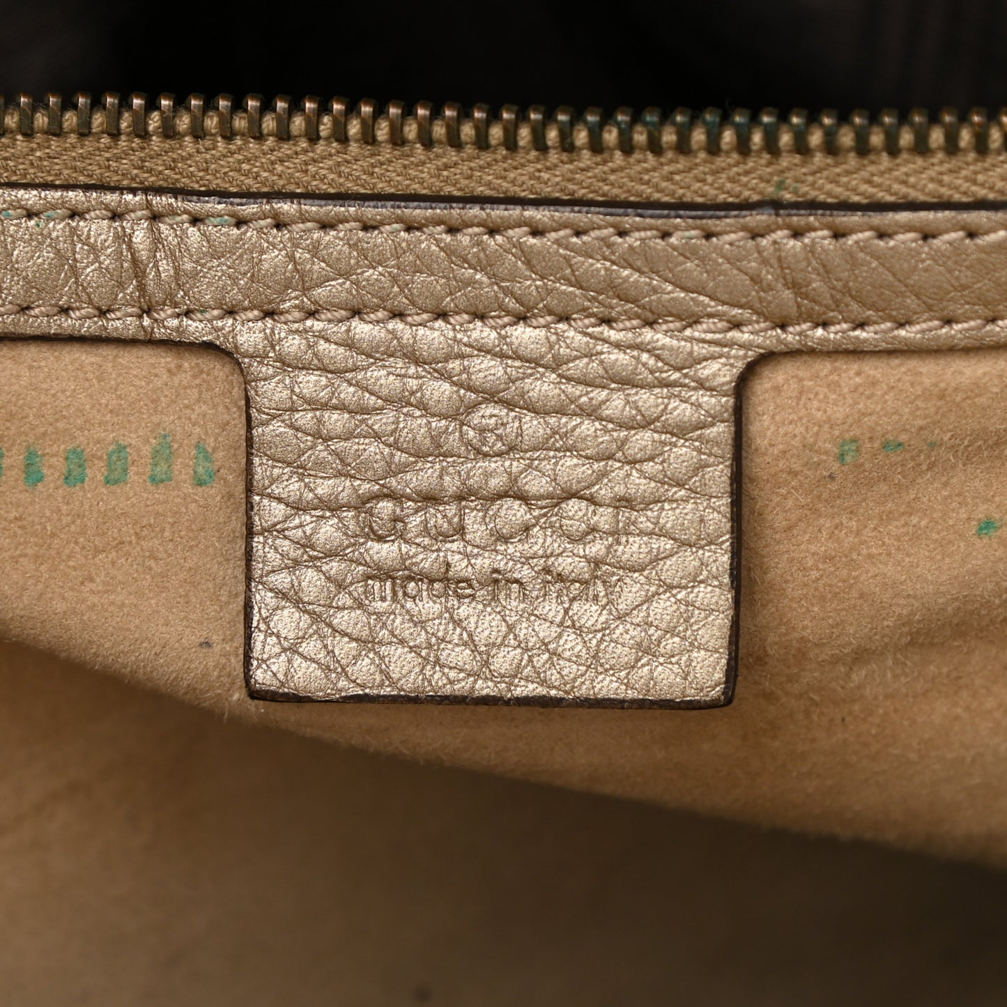 Metallic Pebbled Calfskin Medium 1973 Top Handle Satchel Golden Beige