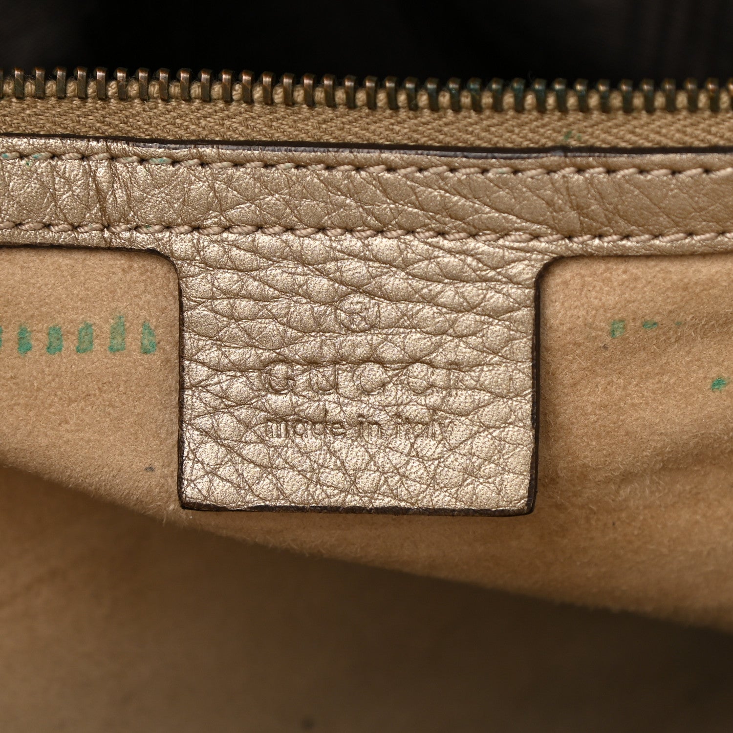 Gucci Metallic Pebbled Calfskin Medium 1973 Top Handle Satchel Golden Beige 5 of 18