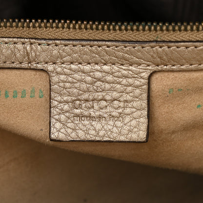 Gucci Metallic Pebbled Calfskin Medium 1973 Top Handle Satchel Golden Beige 5 of 18